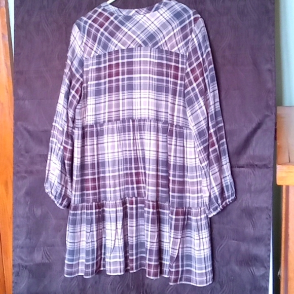 Knox Rose brown/blue plaid blouse/dress XXL - Picture 3 of 4